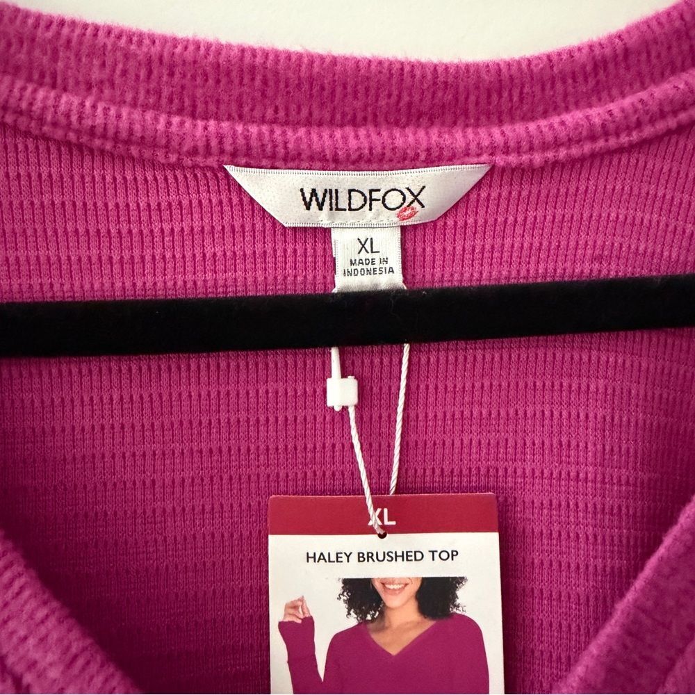 NWT Wildfox Haley Brushed Top in Elderberry Size XL Pink Purple Thermal Knit - Picture 4 of 12